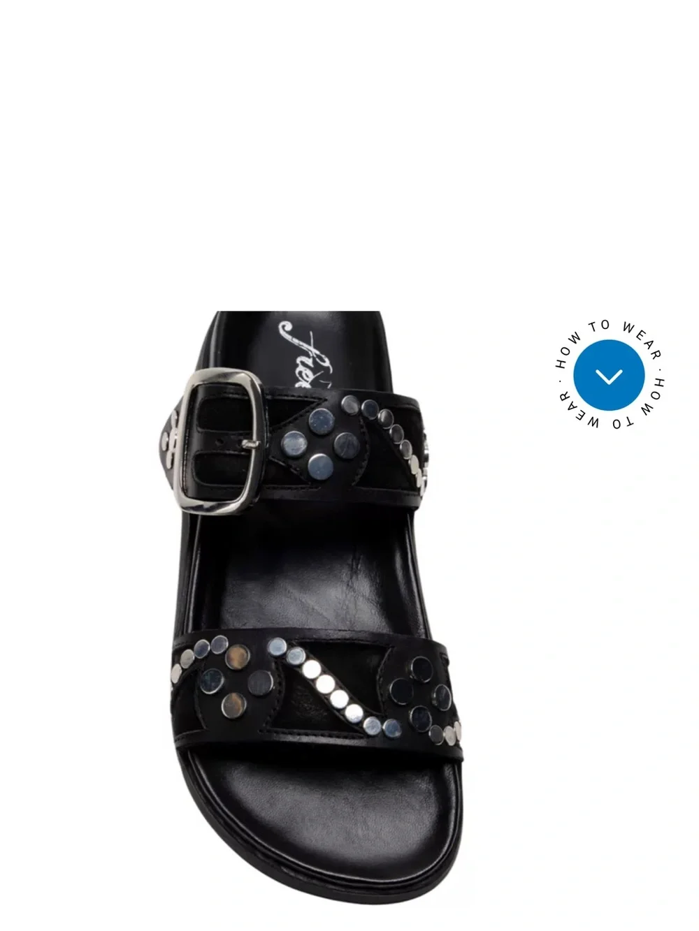 Free People Black Revelry Studded Double Strap Slide Sandals